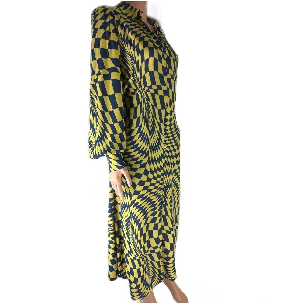 The Drop SIze M Karenbritchick Blue Green Button Down Maxi Dress - Picture 3 of 10